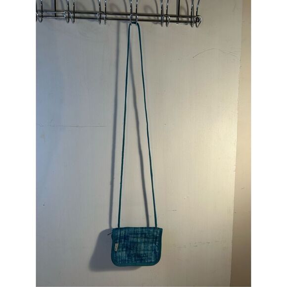 Eddie Bauer travel crossbody zipper wallet turquoise 6"x4.5"string - Picture 2 of 6